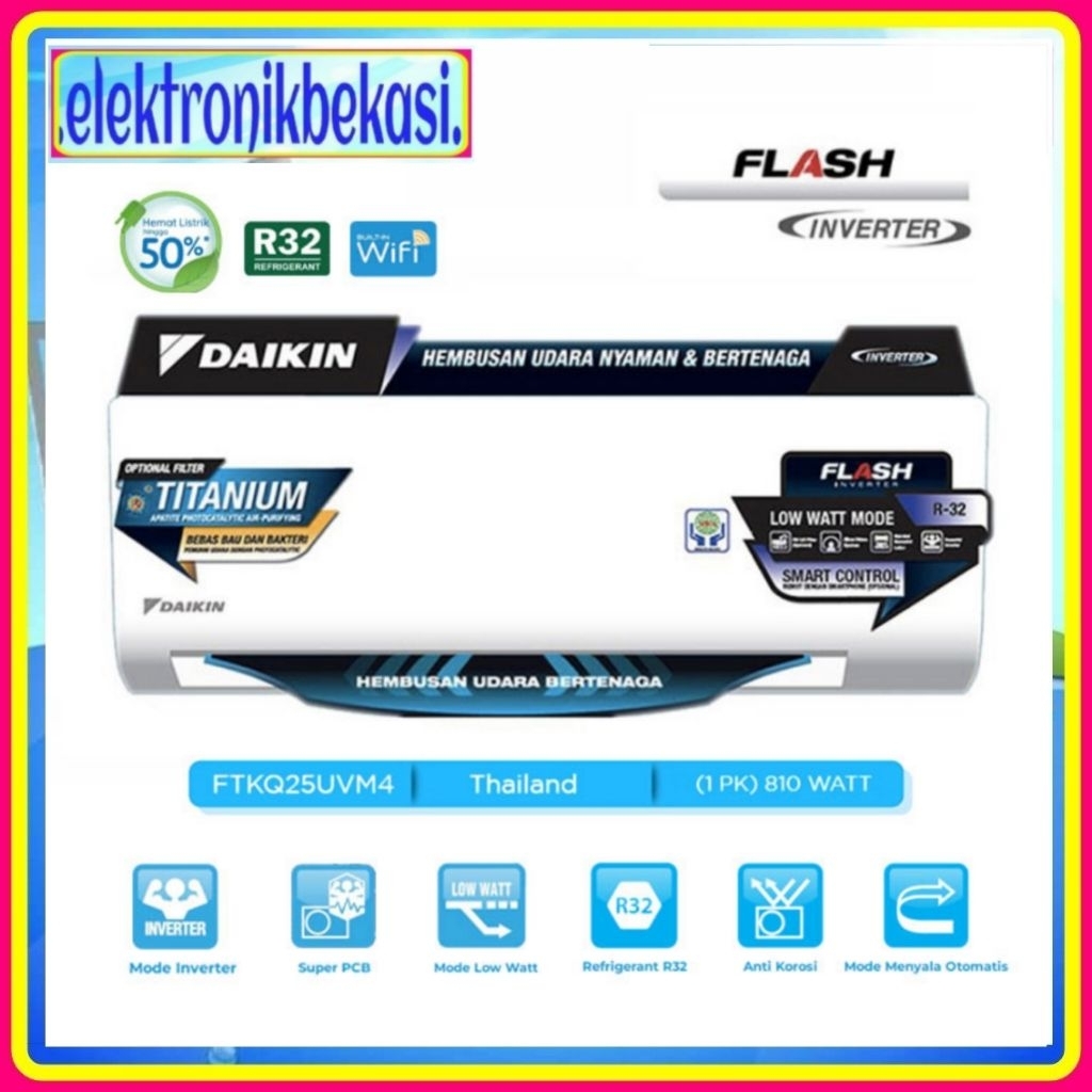 AC DAIKIN FTKQ  25UVM4 / AC DAIKIN INVERTER 1 PK 25UVM / DAIKIN FTKQ 25 UVM 4 AC INVERTER 1PK