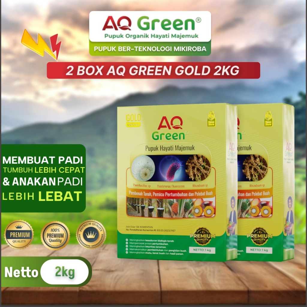 PUPUK AQ GREEN GOLD EDITION 2KG ORGANIK / AQ GREEN GOLD Majemuk Pupuk Hayati Cocok Untuk Padi Karet