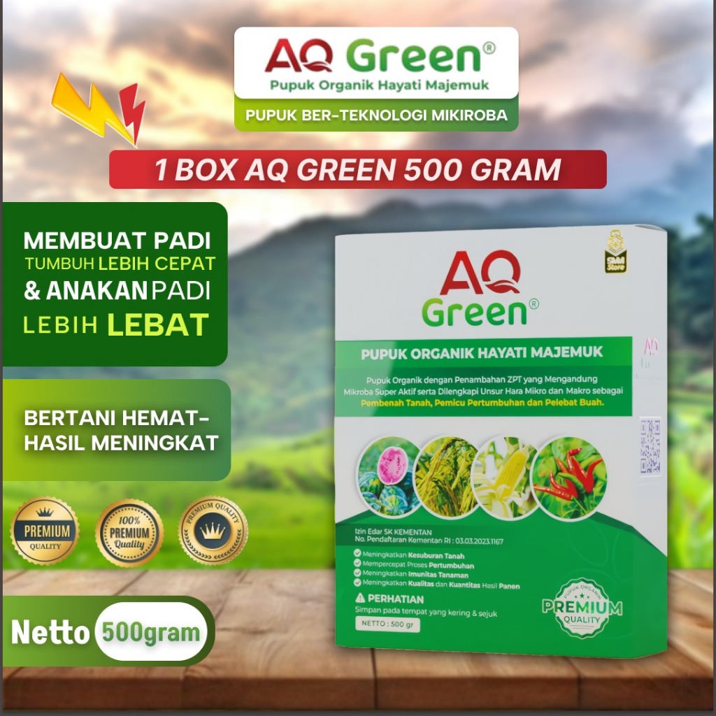 AQ GREEN HIJAU PUPUK ORGANIK HAYATI KEMASAN 500GR/ AQ GREEN HIJAU Perbaikan Karet Mati Sadap Deras