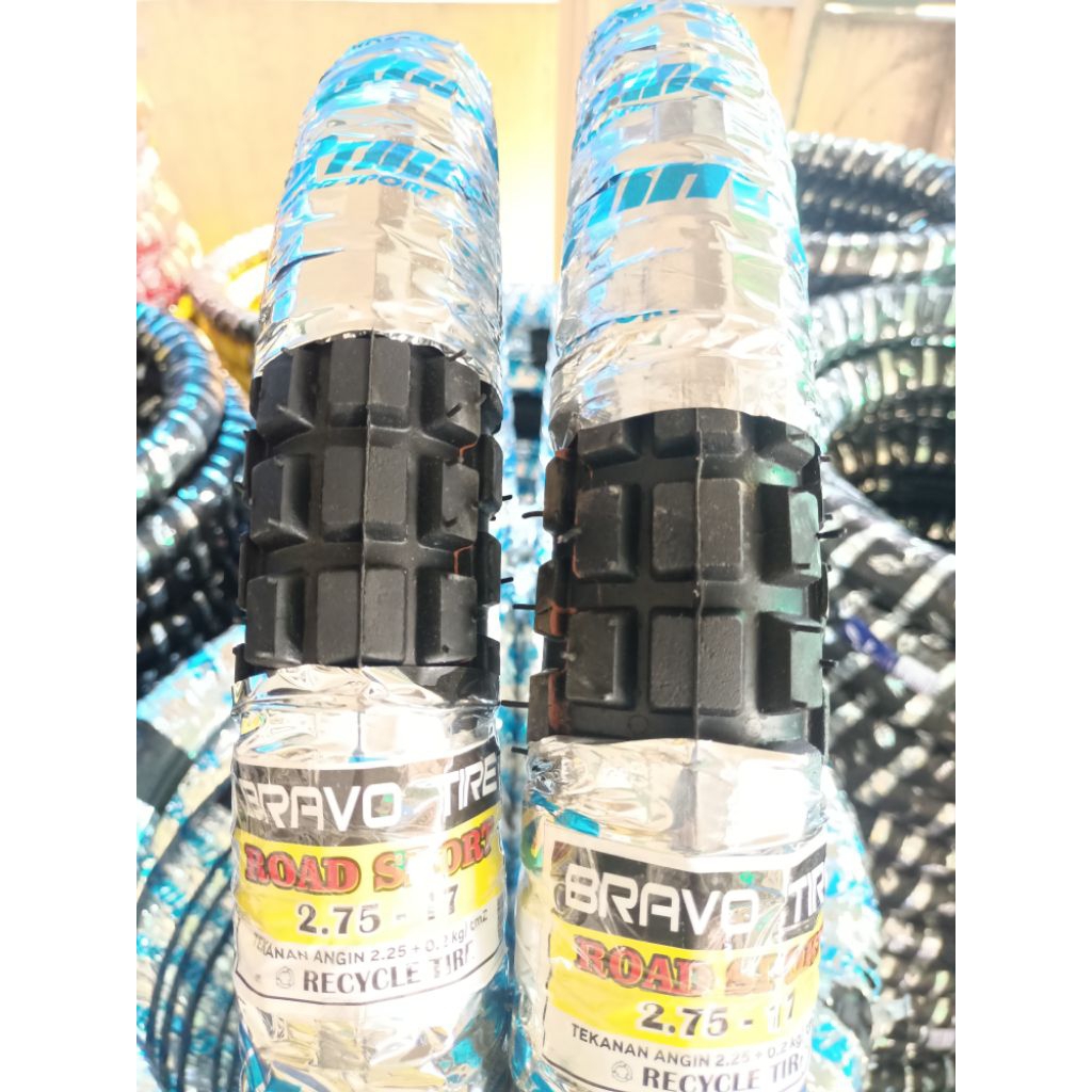 SEPAKET BAN LUAR SEPEDA MOTOR TRAIL DEPAN BELAKANG UK 250 & 275 RING 17. COCOK UNTUK SEPEDA MOTOR BE