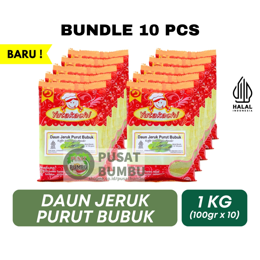 

[RENTENG] MURNI Daun Jeruk Purut Bubuk 100 gr (10pcs) Yutakachi / Lime Leaf Powder