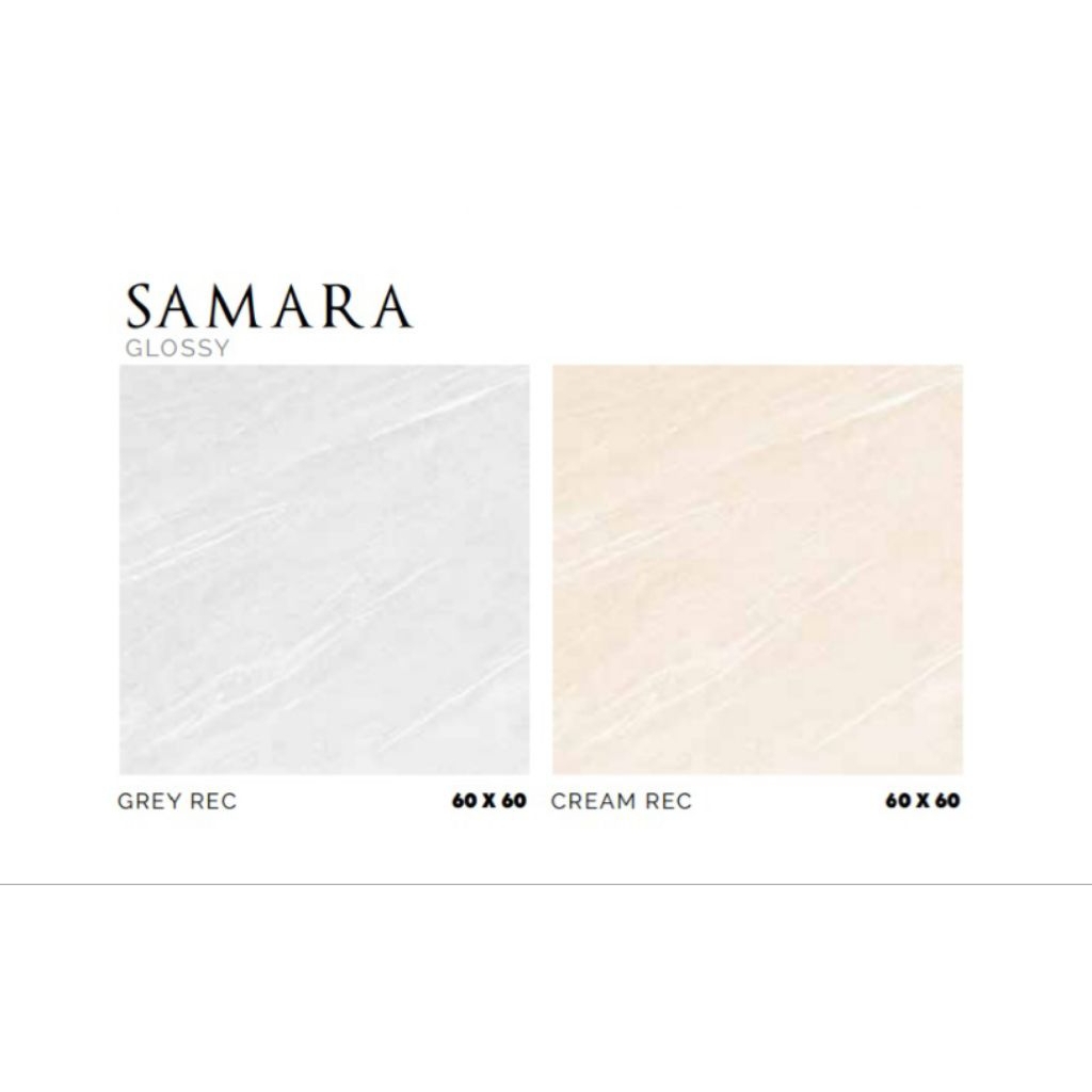 KERAMIK MERK PLATINUM TIPE SAMARA GREY, CREAM UKURAN 60X60 WARNA ABU, CREAM PERMUKAAN TEKSTURE GLOSS