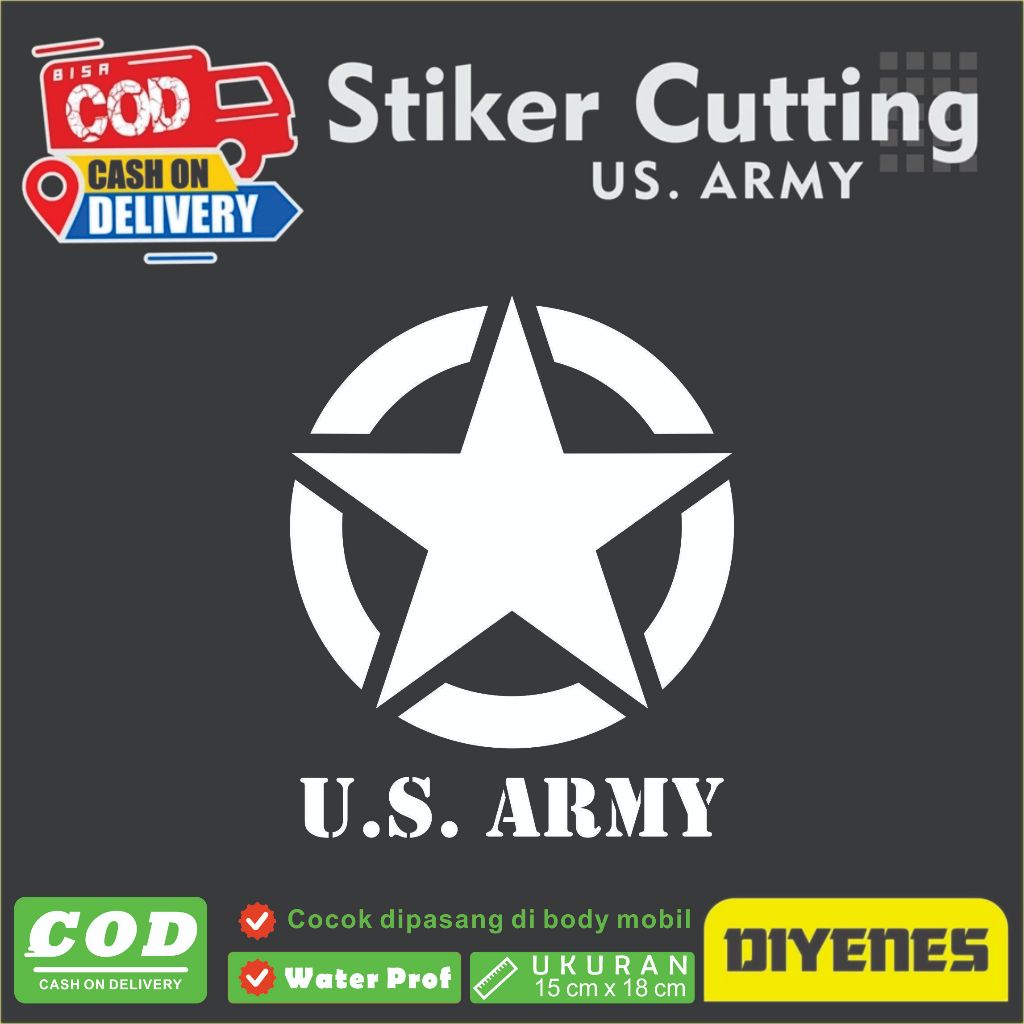 Sticke US Army Bintang Lingkaran, Sticker Jeep, Sticker Army