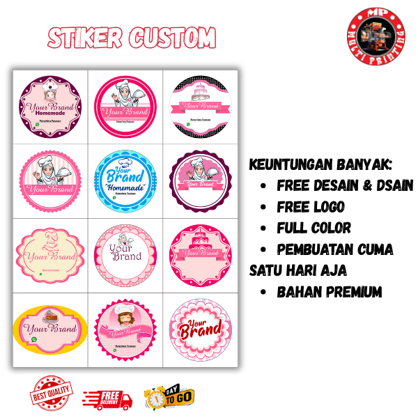

stiker custom gratis dsain ukuran A3 full color multi printing