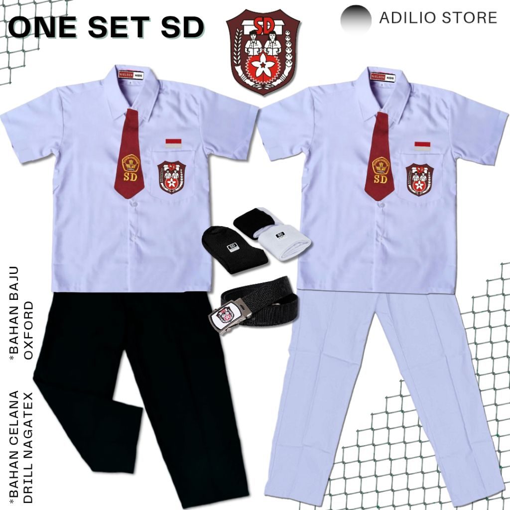 SETELAN SERAGAM SEKOLAH SD BAJU PUTIH PENDEK CELANA HITAM PUTIH PANJANG ANAK LAKI-LAKI SERAGAM SD