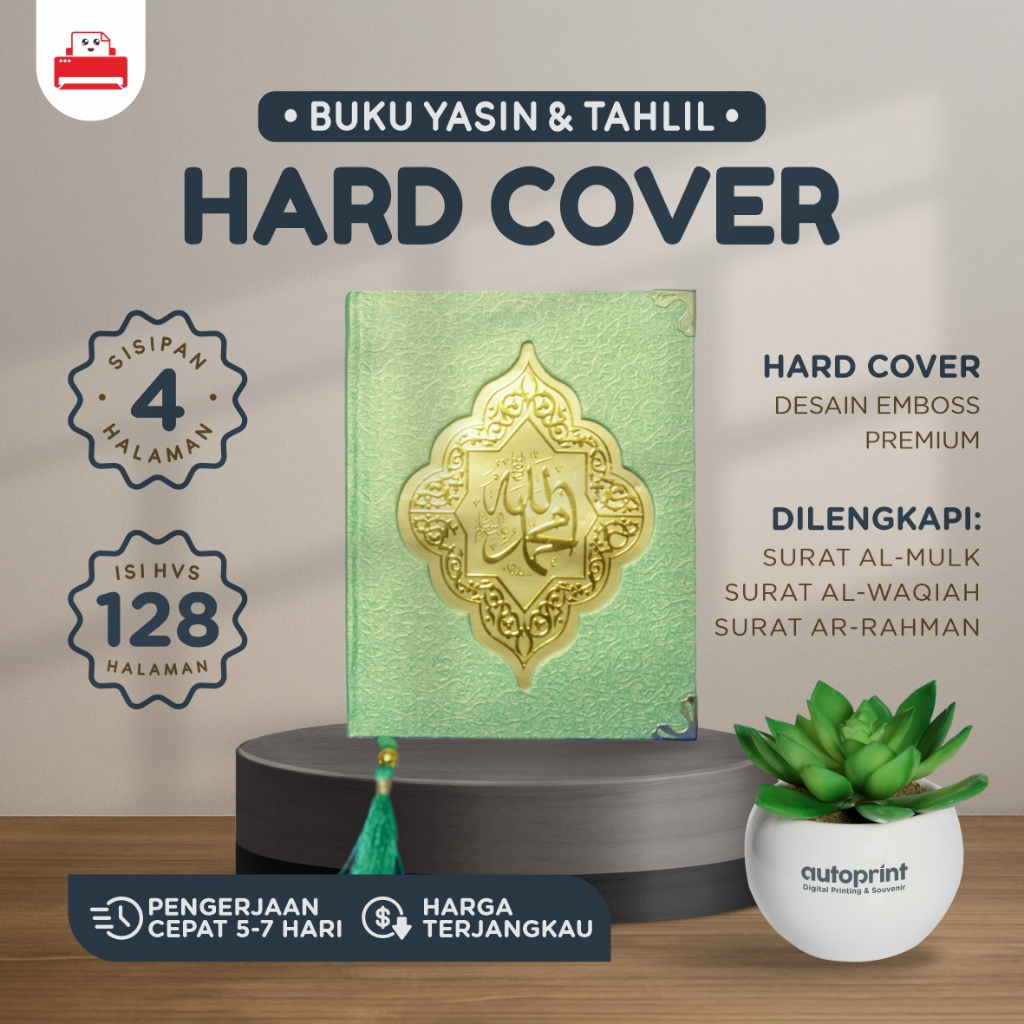 Custom Buku Yasin dan Tahlil Hardcover 128 Hal - Custom Foto dan Nama (sisipan 4 hal)