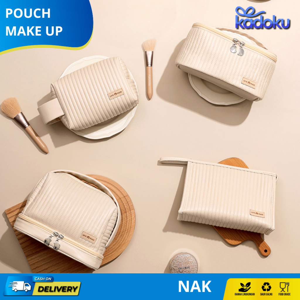 Tas Make Up Besar Jumbo Travel Pouch Kosmetik Aesthetic Handle Tas Kosmetik Portable Waterproof