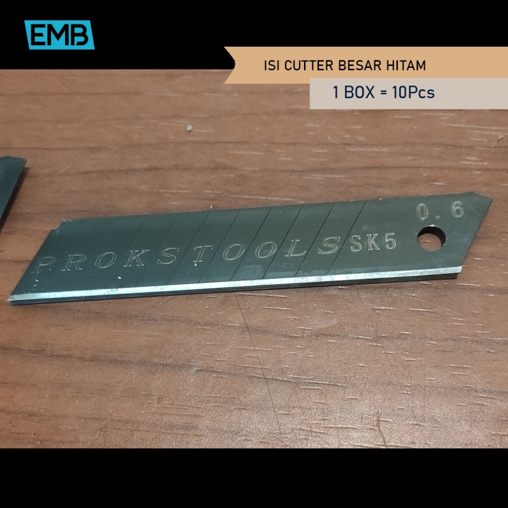 

ISI 10 PCS ISI CUTTER BESAR 18mm SK5 REFILL PISAU KATER BAJA HITAM LEBAR BAGUS MURAH TIPE L150