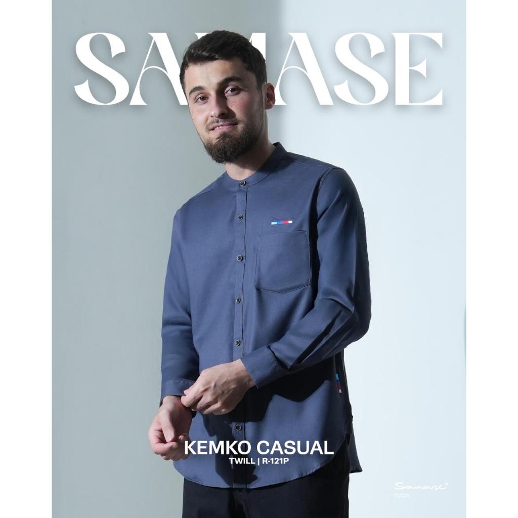 SAMASE Kemko Casual R121P Kemeja Koko Pakaian Muslim Pria Dewasa Lengan Panjang Samase Clothes Terba