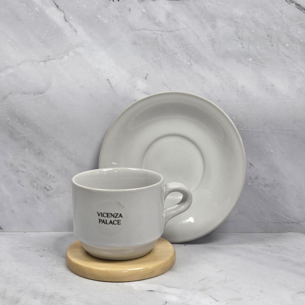 Set Cangkir - Cangkir Tatak Keramik Putih Polos Isi 6pcs