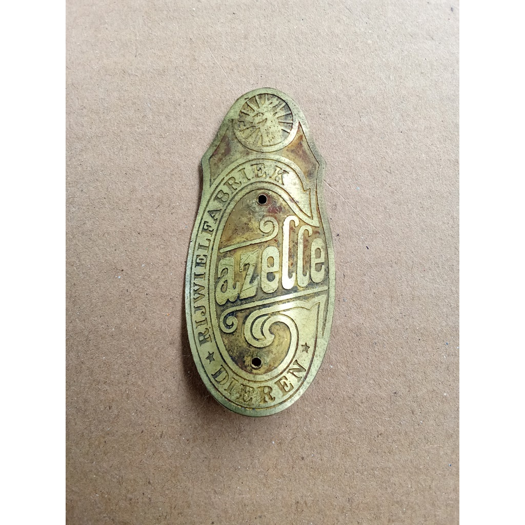 Emblem Plat Merk Sepeda Onthel Gazelle Heren Kuningan Seri tua