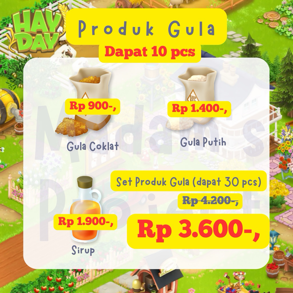 

(10 Pcs) Produk Gula Hayday [Gula Coklat, Gula Putih, Sirup]