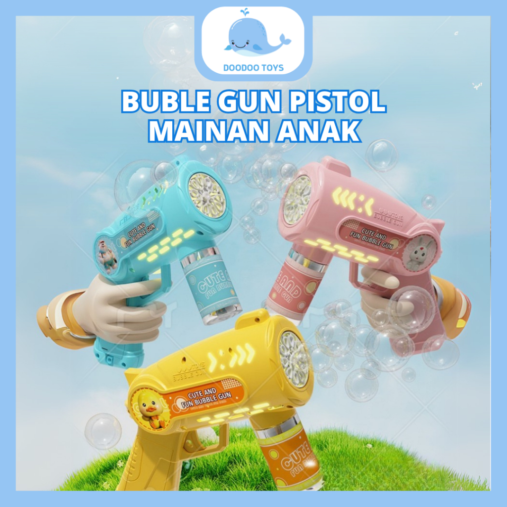 Doodoo Toys BG-2B Mainan pistol gelembung sabun mesin otomatis 40 lubang warna pink bazooka bubble g