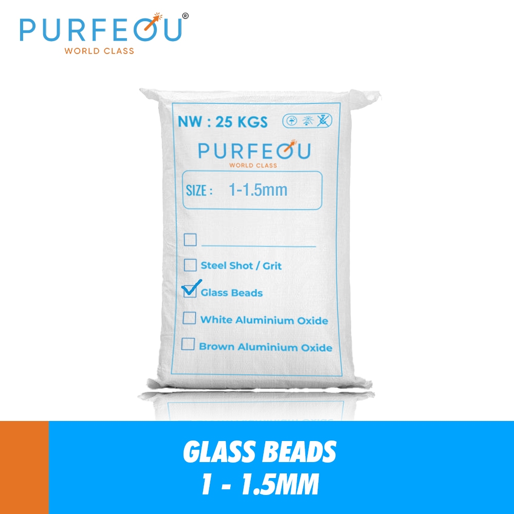 PASIR SANDBLASTING GLASS BEADS 1 - 1.5 MM SANDBLASTING PURFEQU (1KG)