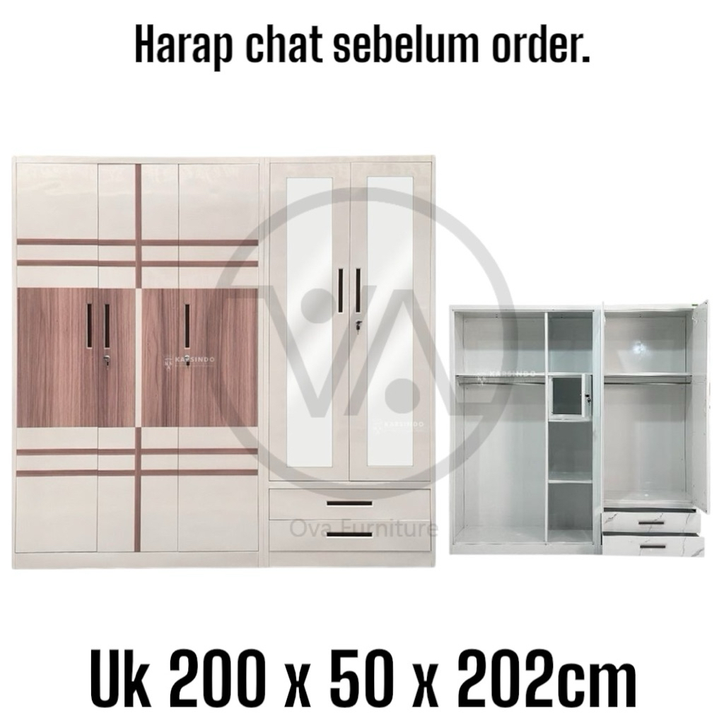 Lemari Pakaian / Lemari Baju / Lemari Plat Besi 5 Pintu Swing Karsindo