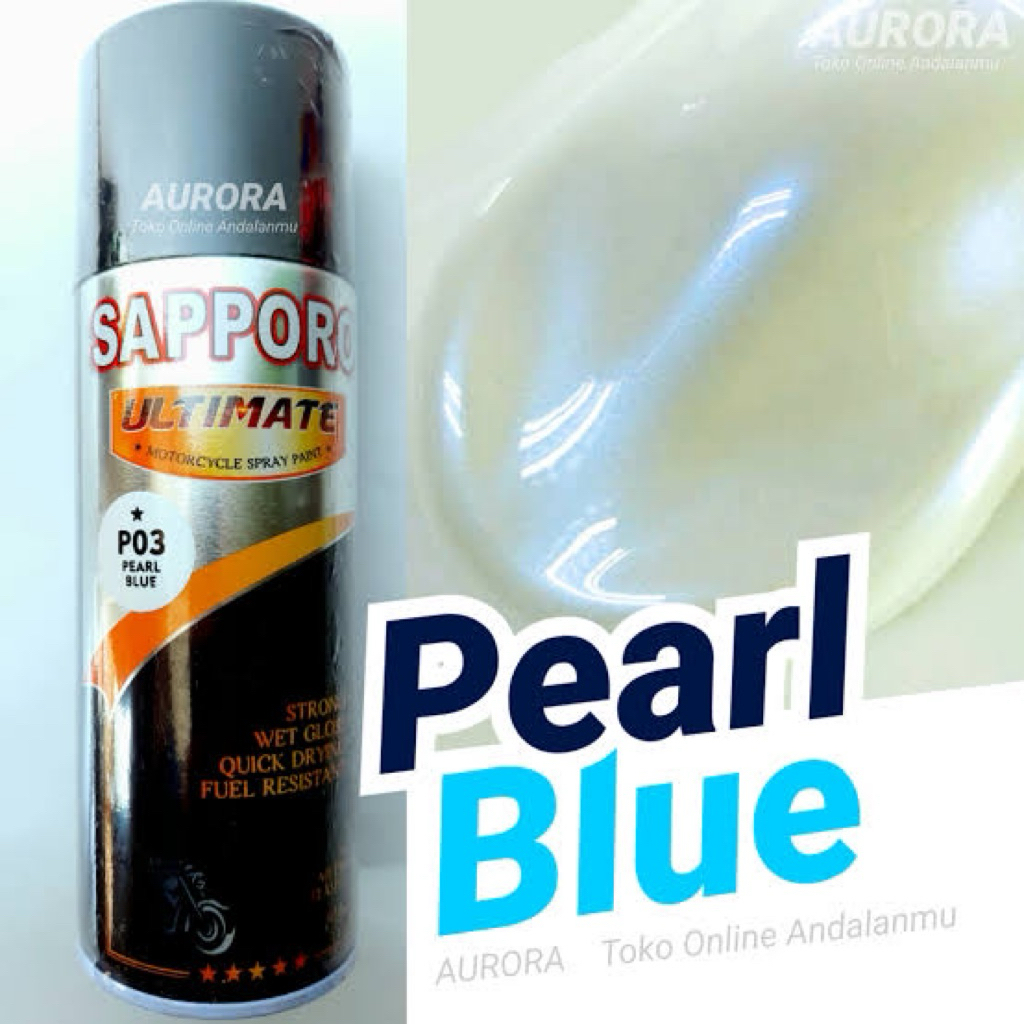 Cat Pilok Sapporo P03 PEARL BLUE 400ml Biru Lembayung Blue Metalik Met Metalic Metallic Saporo Pilox