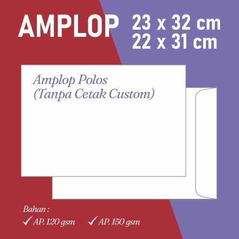 

Amplop Putih 22x31 cm | Amplop Putih 23x32 cm | Amplop A4 A5 Folio Bukan Custom