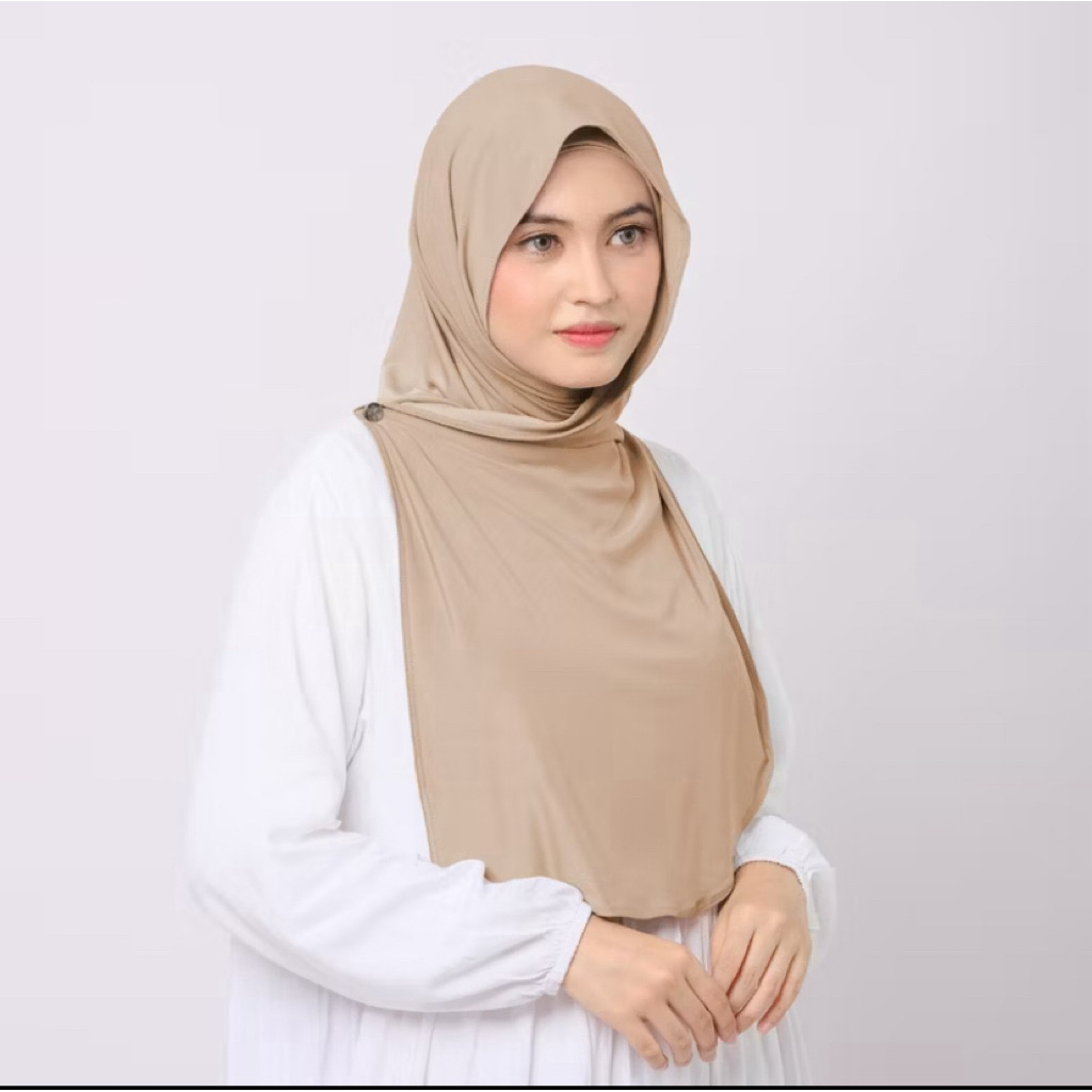 jilbab instan meleyot warna cream merk RnW