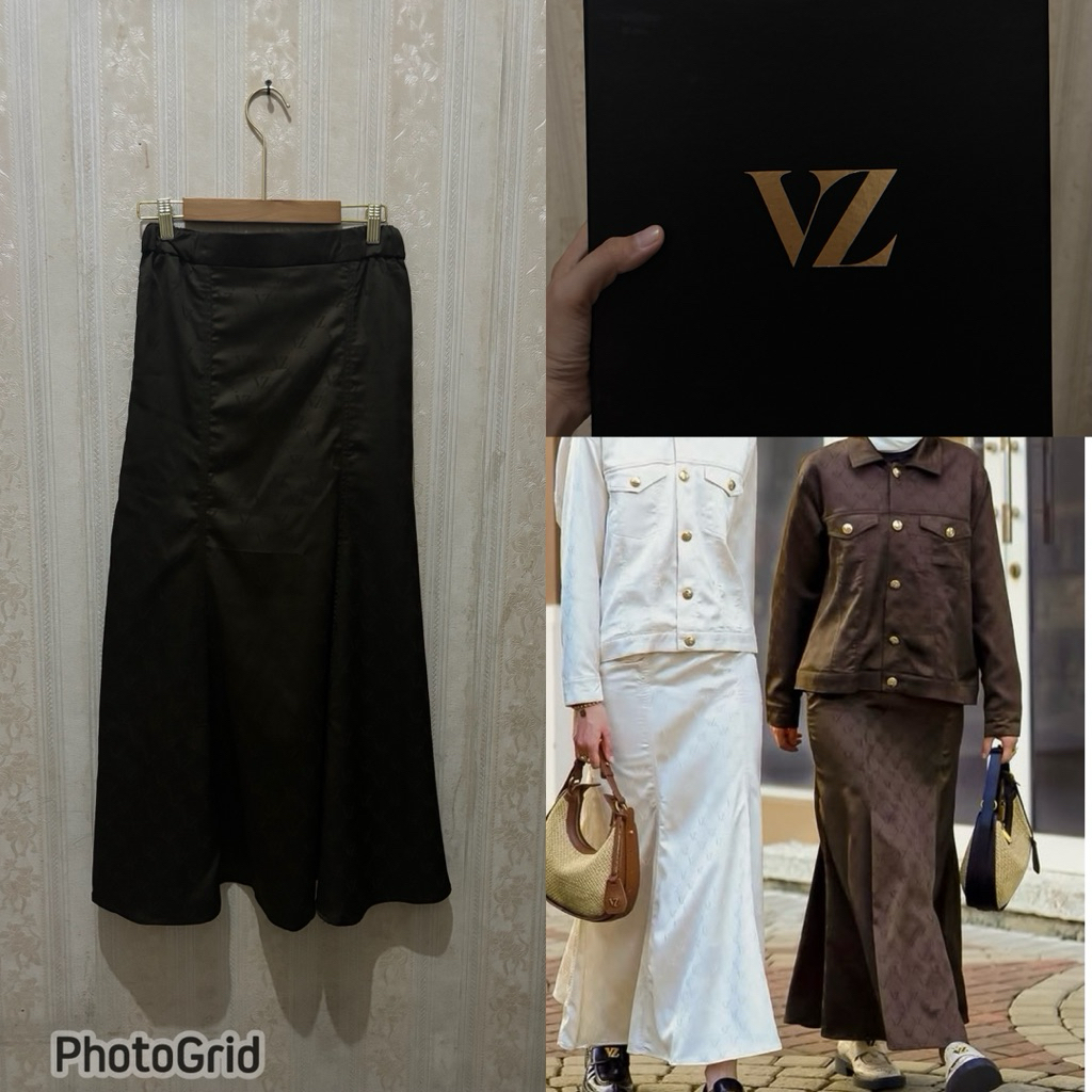 [NEW with BOX] Rok vivi zubedi embossed skirt Neoma set dark choco size S/M [SPLIT 700rb] bukan prel