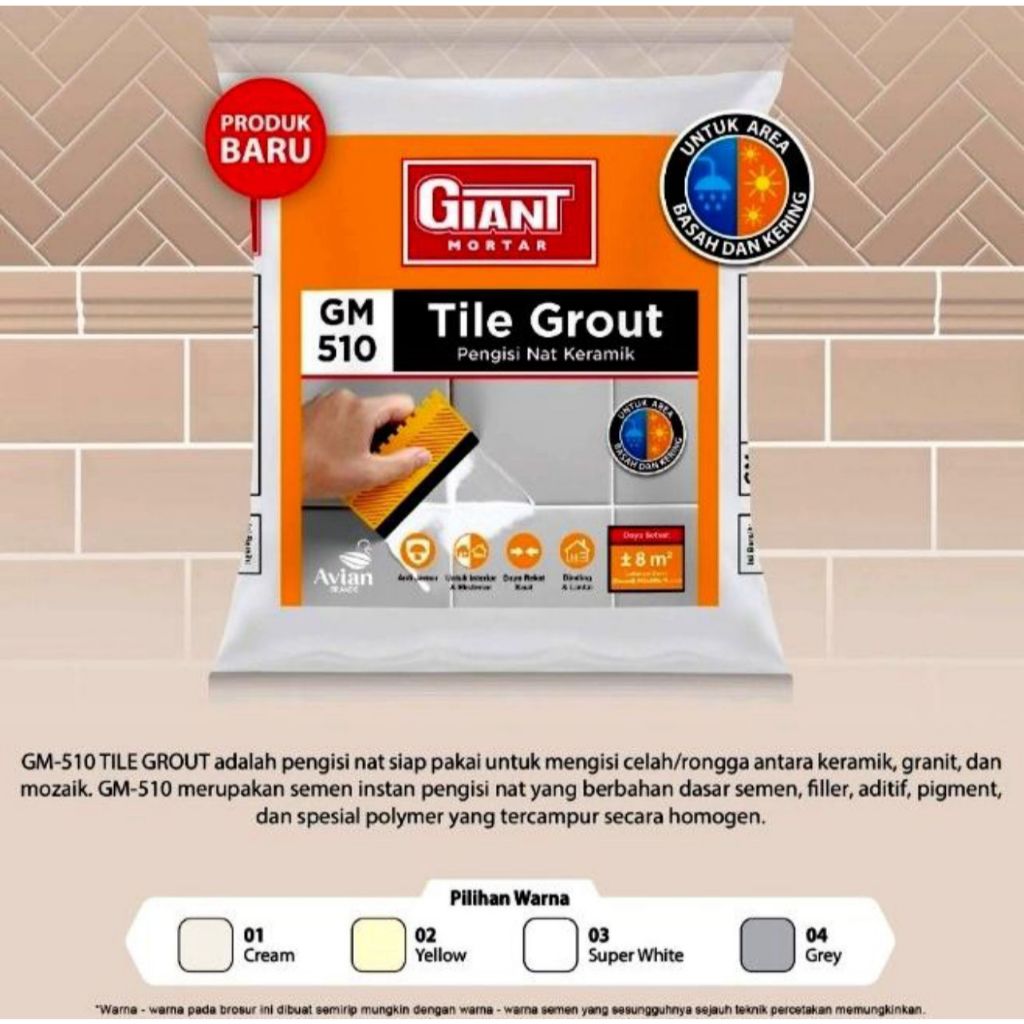 SEMEN NAT KERAMIK GRANIT LANTAI DINDING TEMBOK / NAT GIANT TILE GROUT 1KG GIANT MORTAR 510