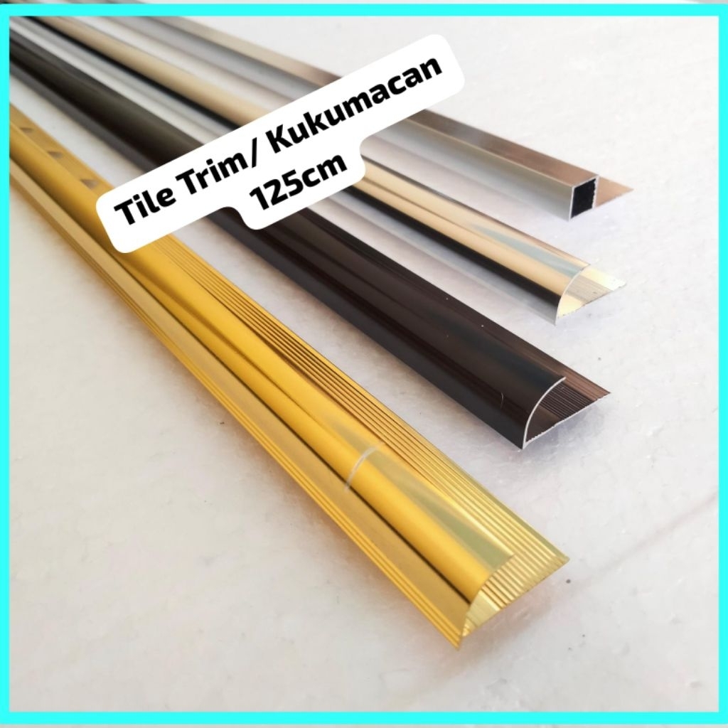 Kuku Macan/Tile Trim/Corner Trim/Bon Bon Aluminium /Kuku macan stainless 125cm Tipis