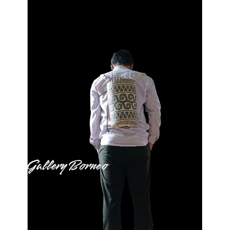 KODE H83G Tas anjat Rotan Ransel Kain Puring Handmade Khas Dayak Kalimantan