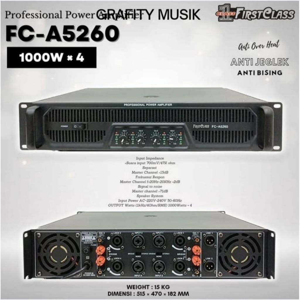 Power amplifier Firstclass FC A-5260 4 kipas a5260 5260 1000w x 4