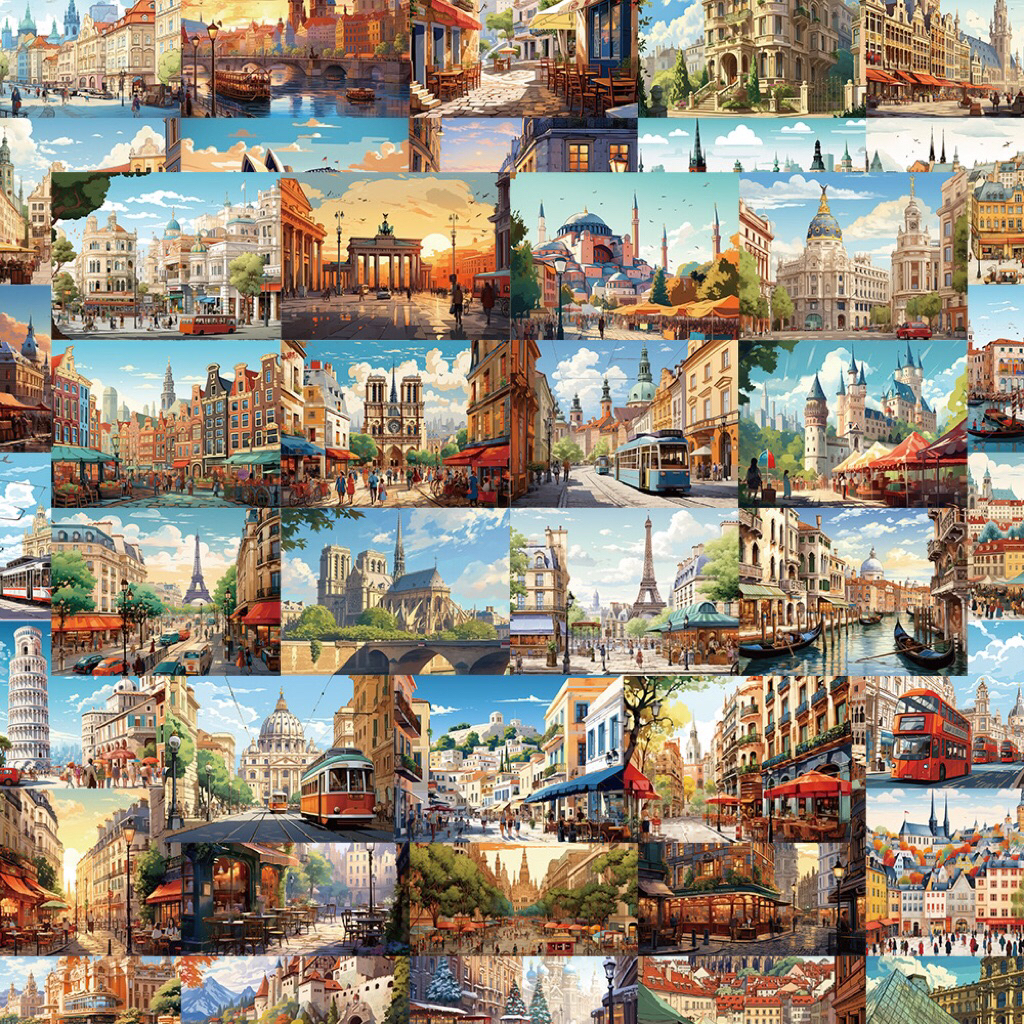 

STICKER ISI 50 PCS Vinyl Anti Air - Europe Travel Deco Pack - Sticker Dekorasi - Sticker Lucu - Sticker Unik - Sticker Jepang