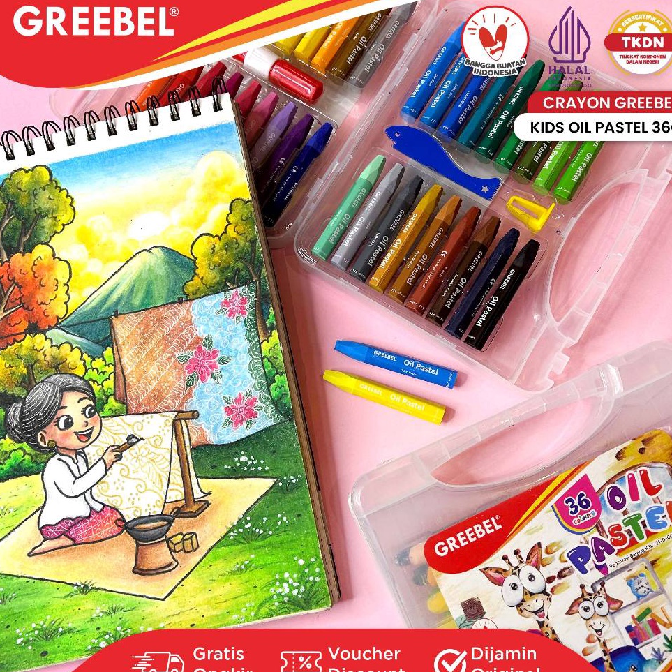 

KODE Q42O GREEBEL Crayon Krayon Kids 36 Warna Kids Oil Pastel 36 KOP36 Crayon Set Mewarnai Professional