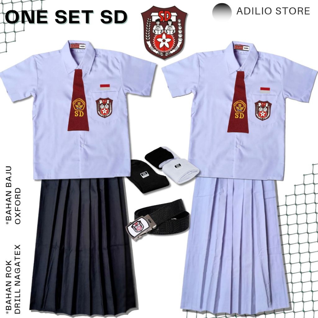 SETELAN SERAGAM SEKOLAH SD BAJU PENDEK ROK HITAM PUTIH PANJANG SERAGAM SEKOLAH ANAK PEREMPUAN