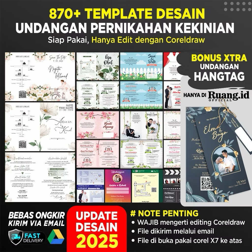 850+ Template Desain Undangan Pernikahan Kekinian Aesthetic Rustic Corel Draw (Format CDR)