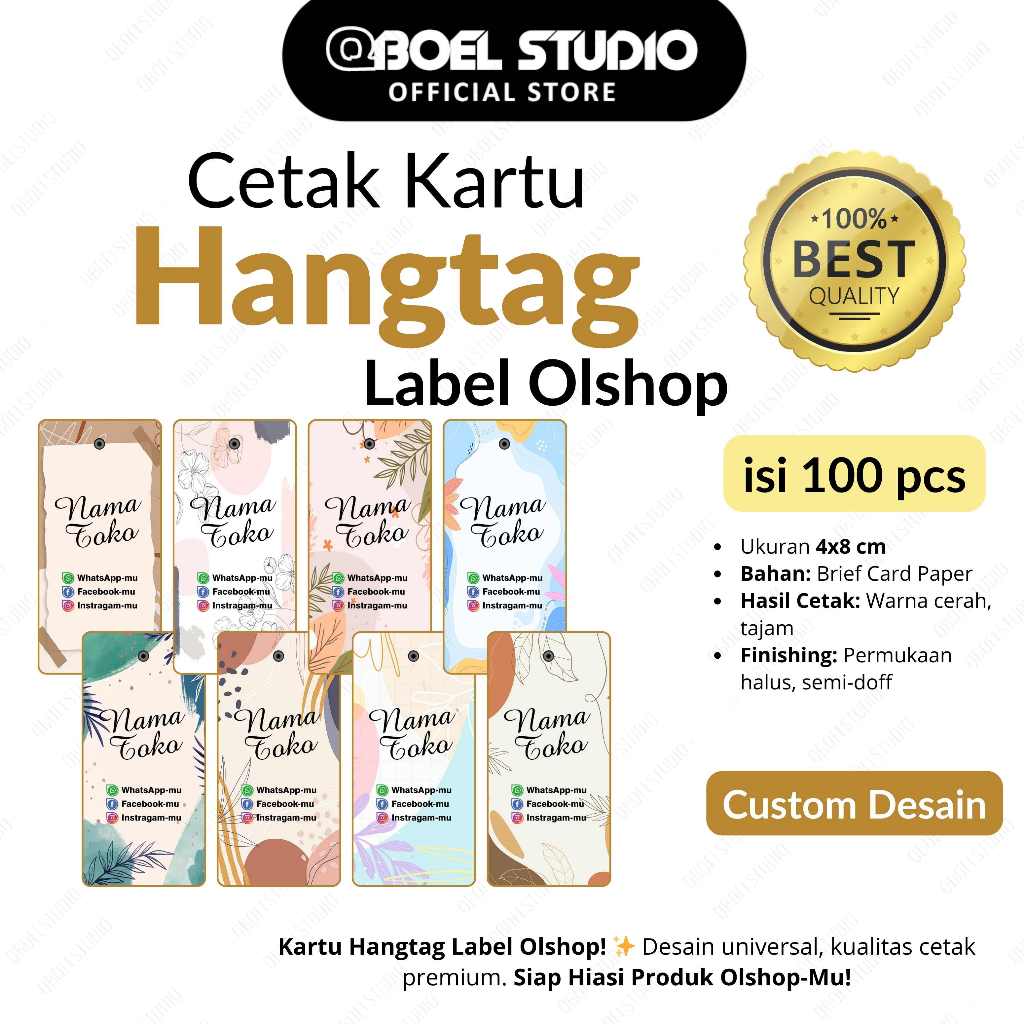 

(100 Pcs) Hang Tag Label Olshop / Baju | Custom Nama /Toko Olshop