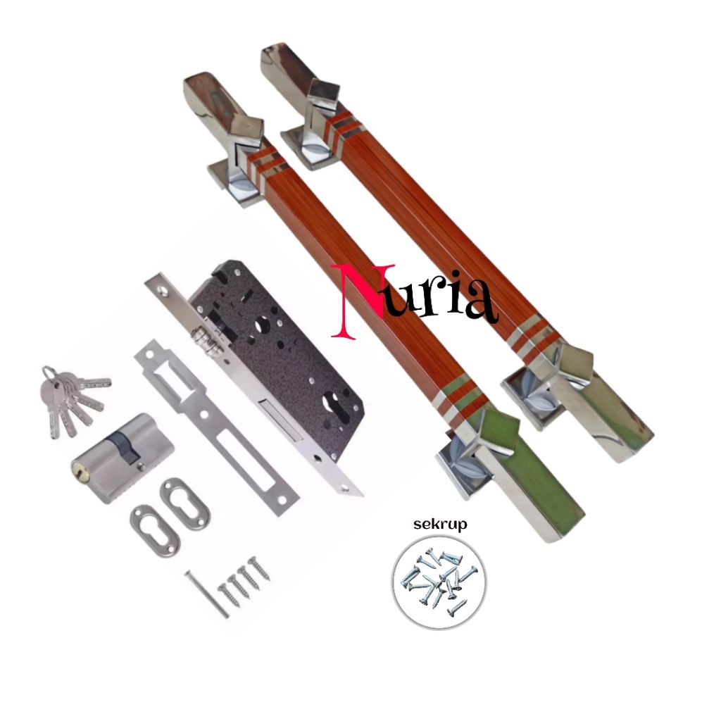 Handle pintu rumah minimalis kotak cat tarikan pintu rumah gagang pintu rumah 2pcs + kunci