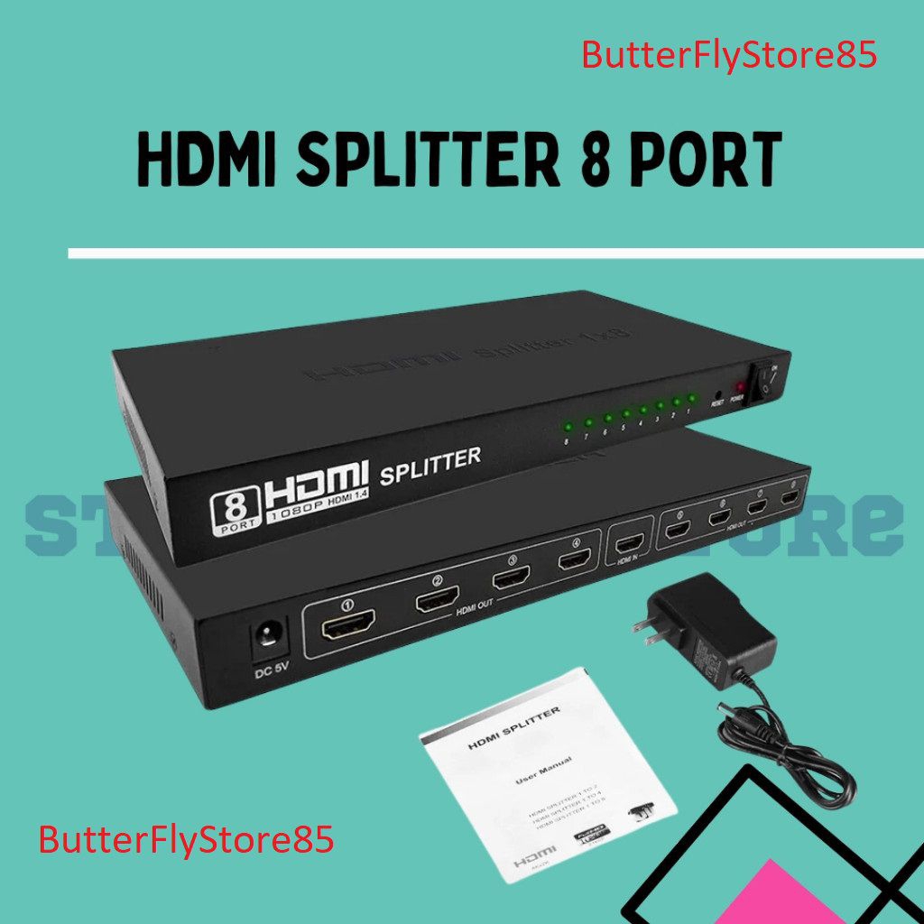 HDMI Spliter 8 Port, HDMI Splitter 1x8 Audio Video Distributor 4K 3D HDMI Spliter 1X8/ Hdmi spliter 