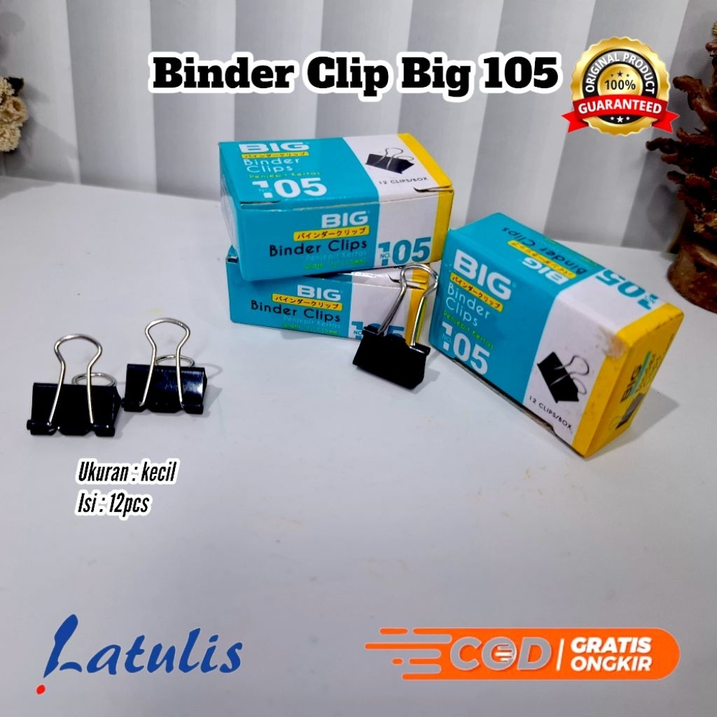 

BINDER CLIP BIG / PAPER CLIP / PENJEPIT KERTAS / No.105 / No.107 / No.111 / No.155 / No.200 / No.260