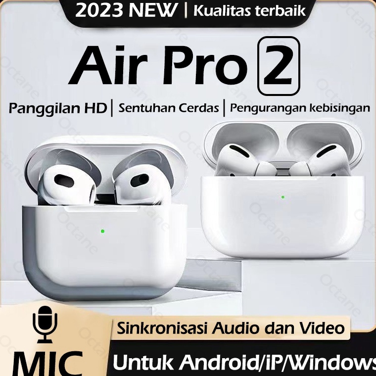 TWS Airs Pro 2 Latensi Rendah Earphone Bluetooth With Mikrofon Kualitas Suara 9d Stereo HiFi Headset