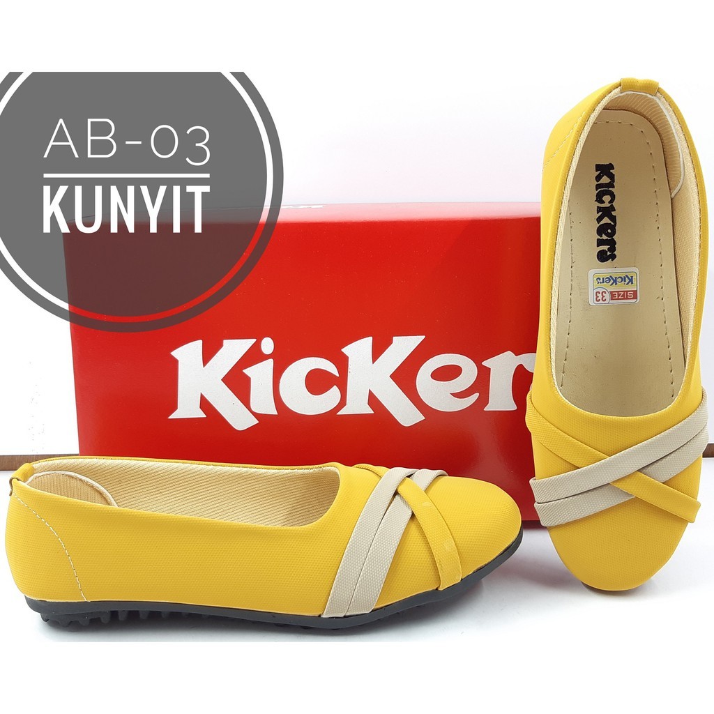 Sepatu Kickers Anak Perempuan Flat Shoes Kode AB-03 Kunyit