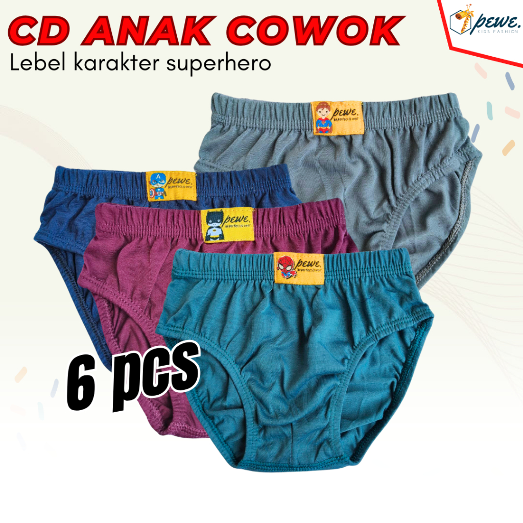 6 Pcs / 12 Pcs cd anak laki laki - celana dalam anak cowok - celana dalam anak cowok 12 tahun - cela