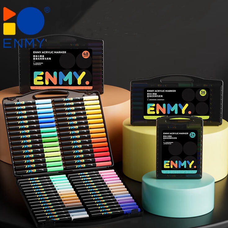 

KODE R44E ENMY 8 Warna Marker Cair Akrilik Marker Cat Air Untuk Kanvas Batu Kaca Kayu Kertas DIY