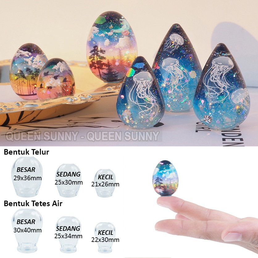 Cetakan Silikon Bentuk Telur / Tetes Air 3D Solid Cetakan Resin Semen Gypsum Lilin Candle Clay Makan