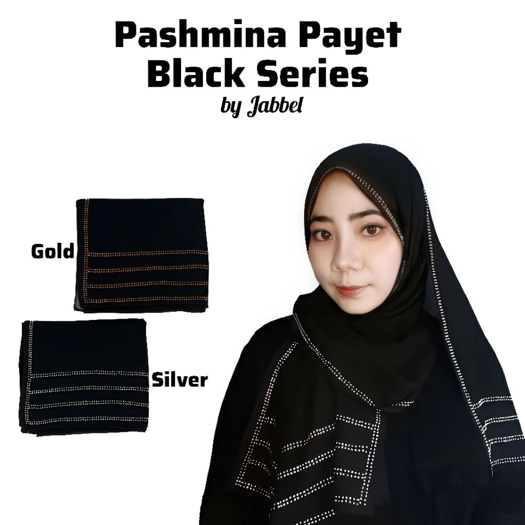 Pashmina Payet Swarovski Pashmina Ceruty Babydoll Black Series B by Jabbel