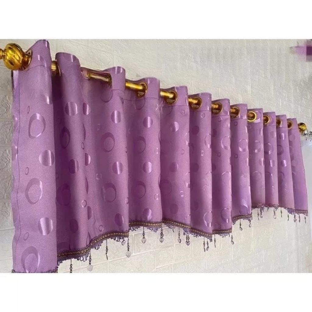 Gorden Poni Jendela Aesthetic  Lebar 3 Meter 24 Gelombang Poni Hordeng Rumbai Atas Pintu