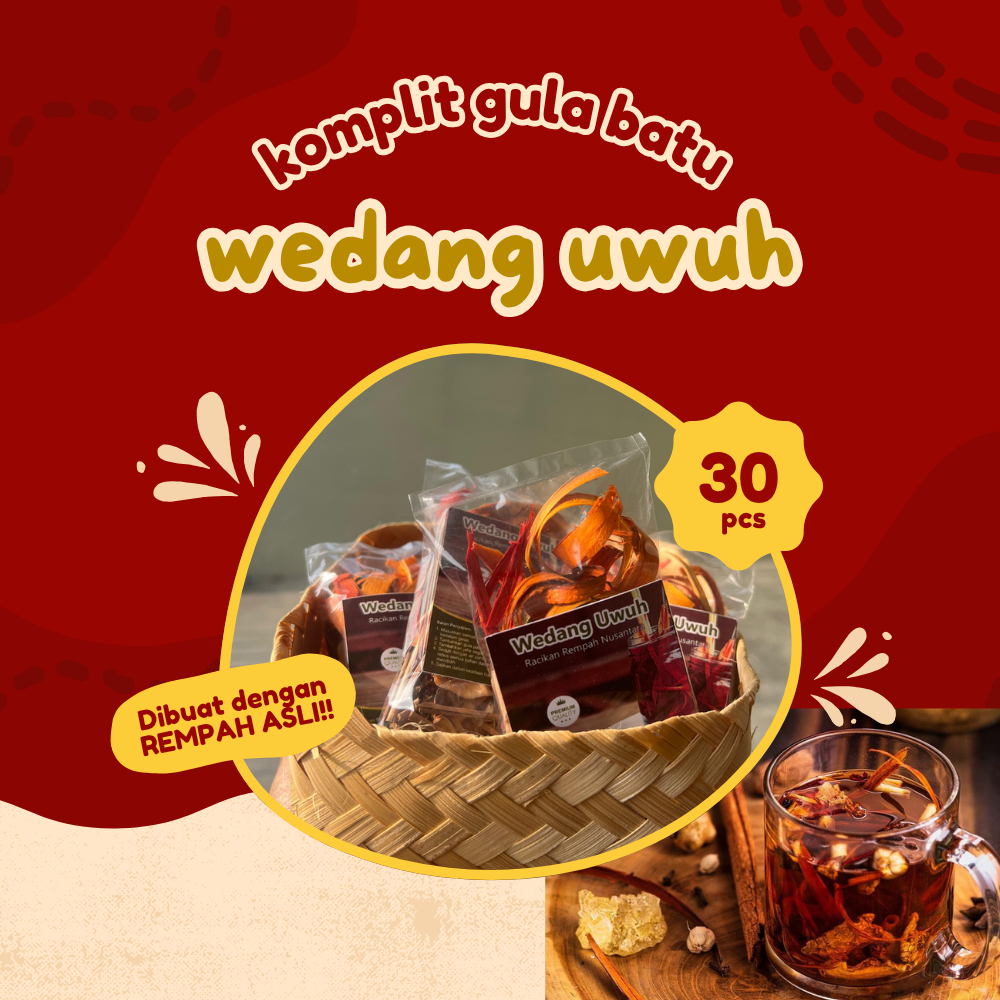 

30 pcs WEDANG UWUH KOMPLIT KAPULAGA - Lengkap Dengan Gula Batu Dan Rempah - Rempah Terbaik