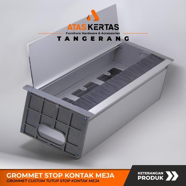 Box Stop Kontak Meja Tanam Cover Gromet Tutup Colokan Meja Meeting Aluminium Silver Anodize
