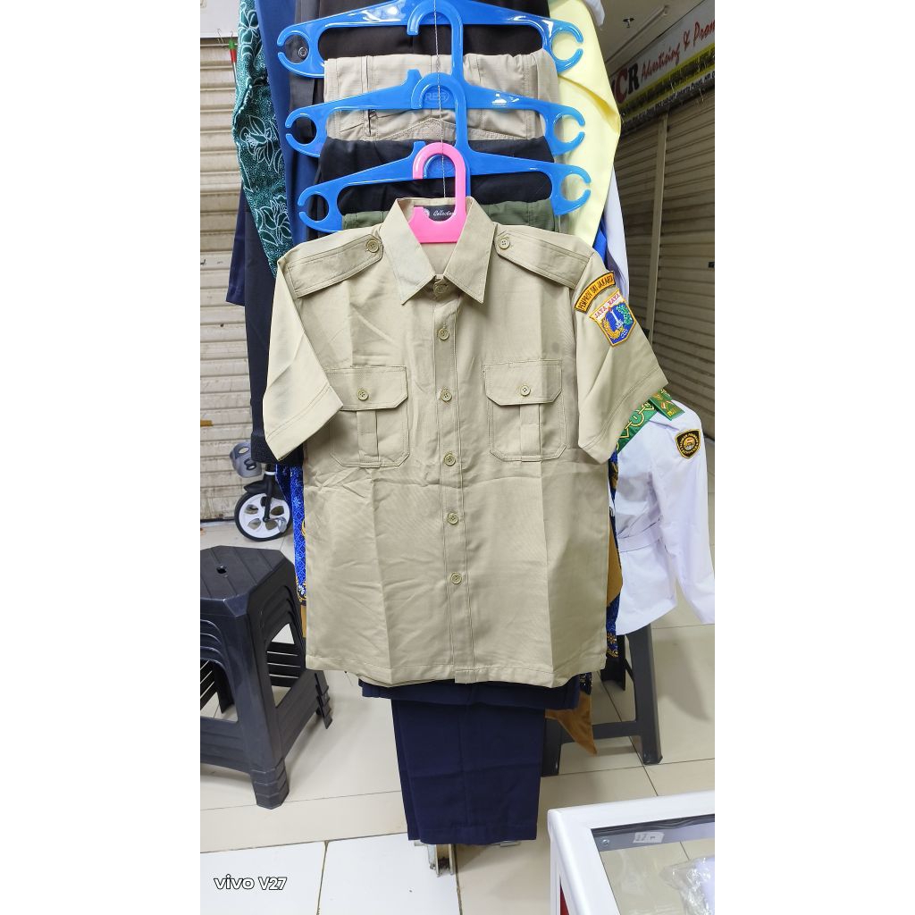 Baju Dki/Stelan Baju Pns Pria/Seragam Pemda Cowok, Seragam Guru, Baju Khaki Pria Tbk