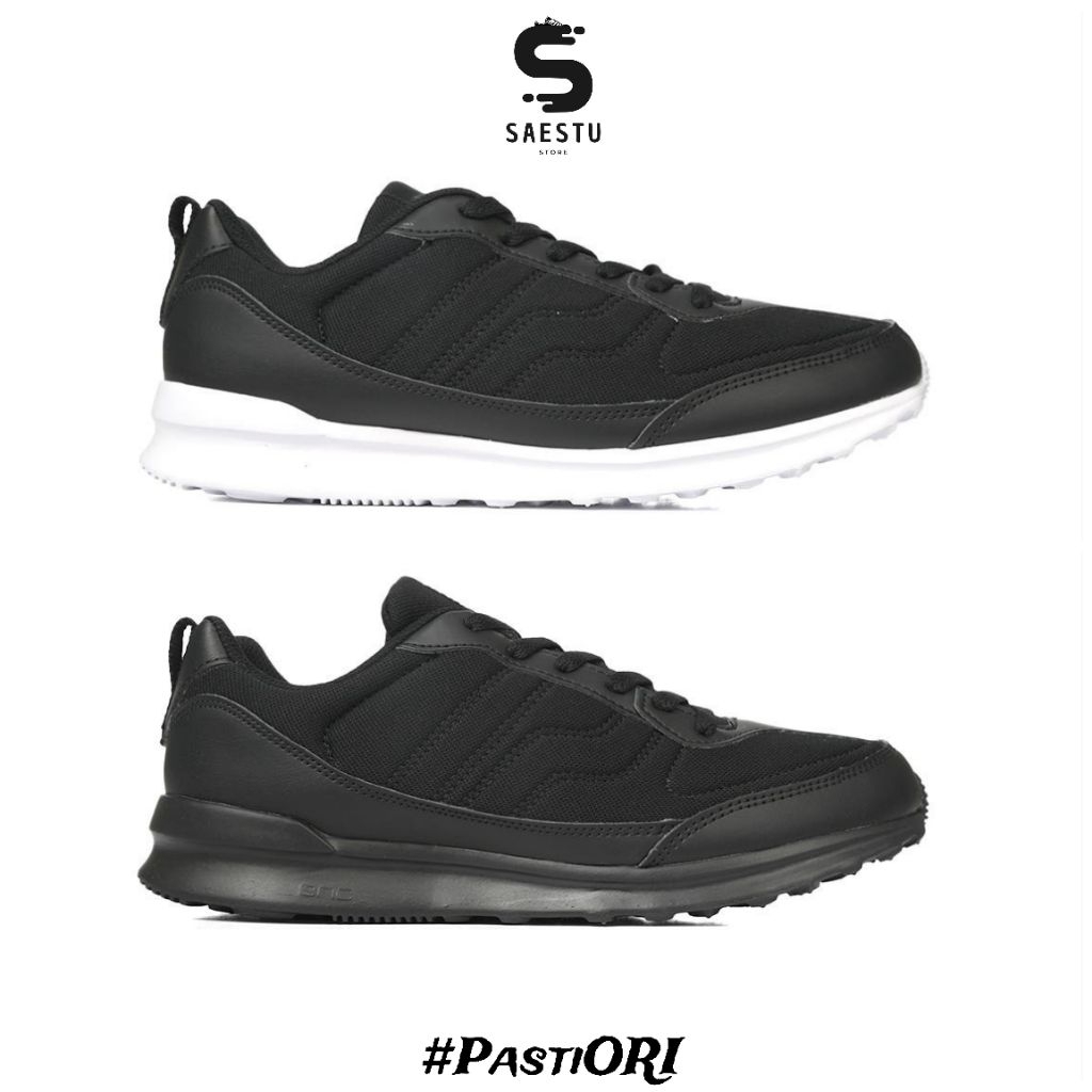 Piero Jogger Stride - Hitam Putih dan Hitam Hitam || Sepatu Kasual Sneakers Harian Sekolah Ngantor M