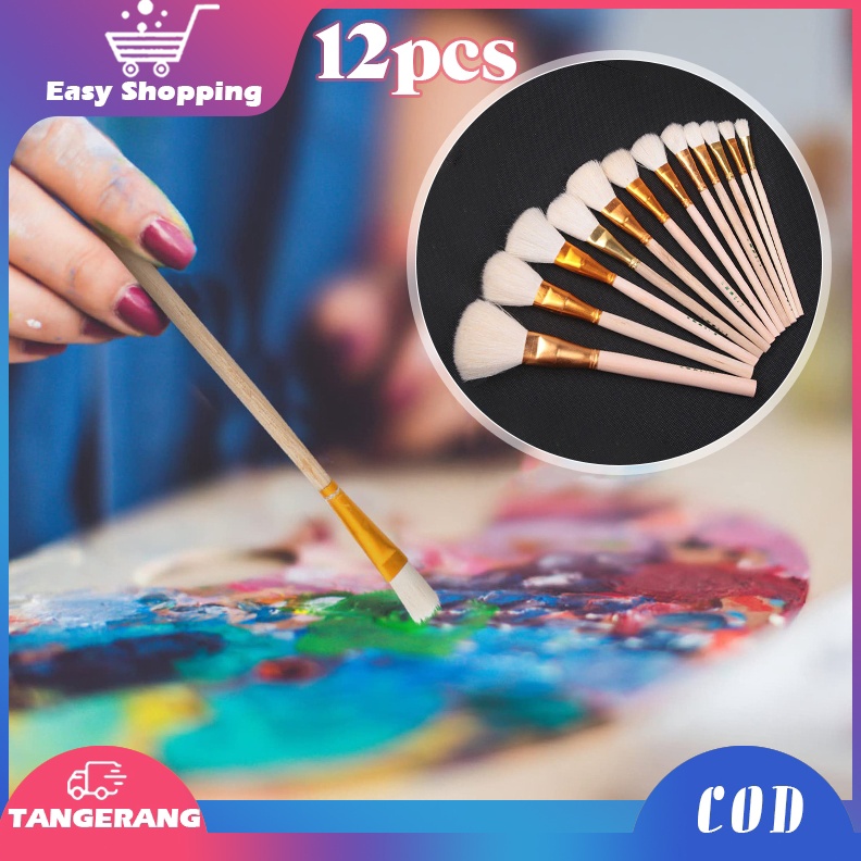 

KODE X12Y 12pcs Kuas Bulu Domba Kuas Kayu Kue Kuas Kue Kering Pastry Brush Kuas Olesan Mentega