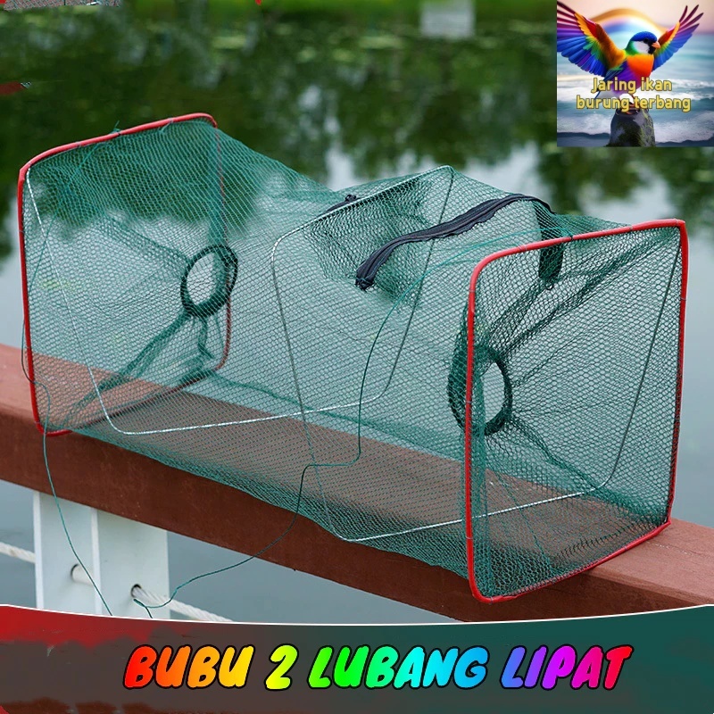 Bubu Perangkap Ikan Lipat 2 Lubang Kotak Jebakan Alat Pancing Jaring Jala Prangkap Udang Kepiting Su