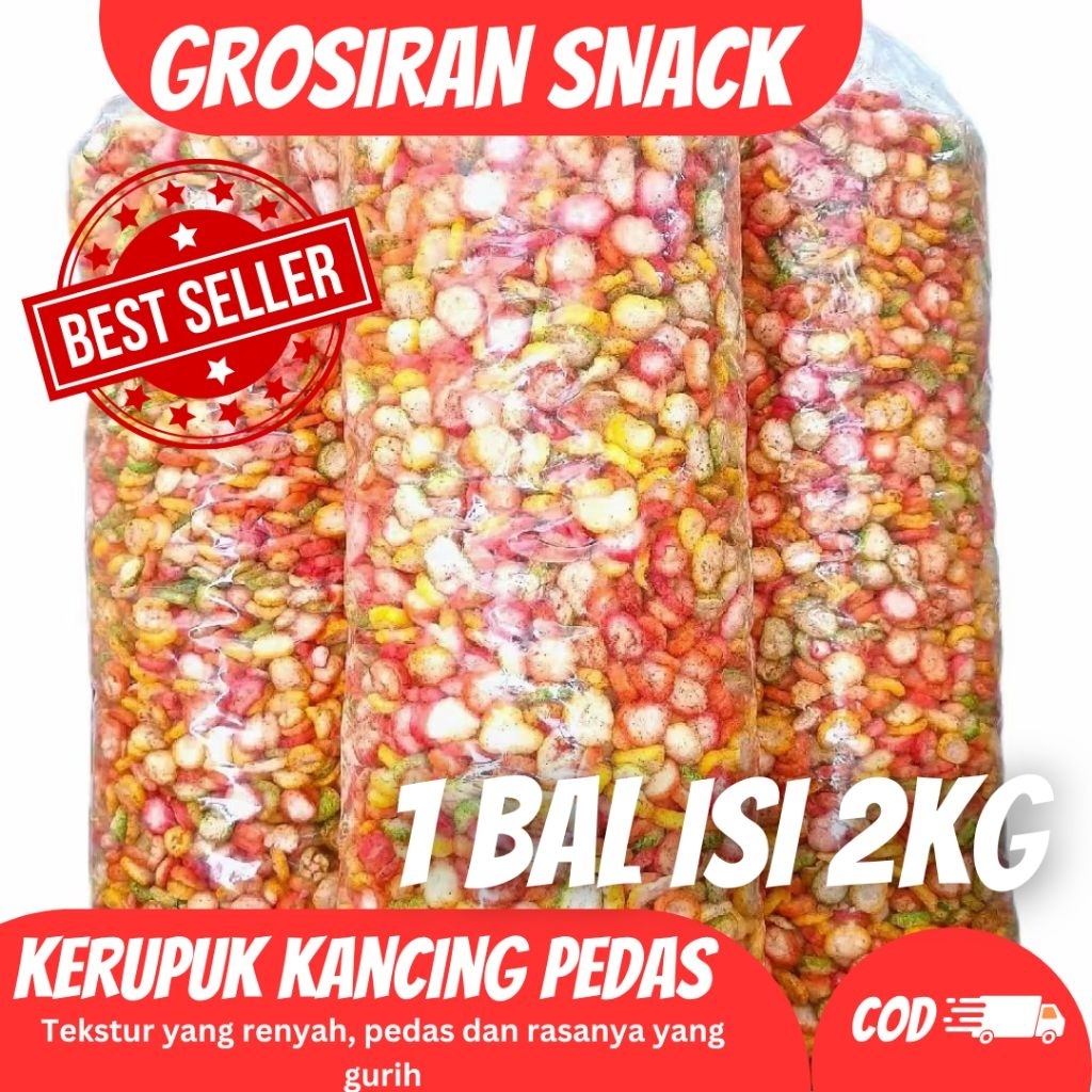 

(1 BALL - 2KG) KERUPUK KANCING PEDAS / KERUPUK VIRAL / KERUPUK KEKINIAN