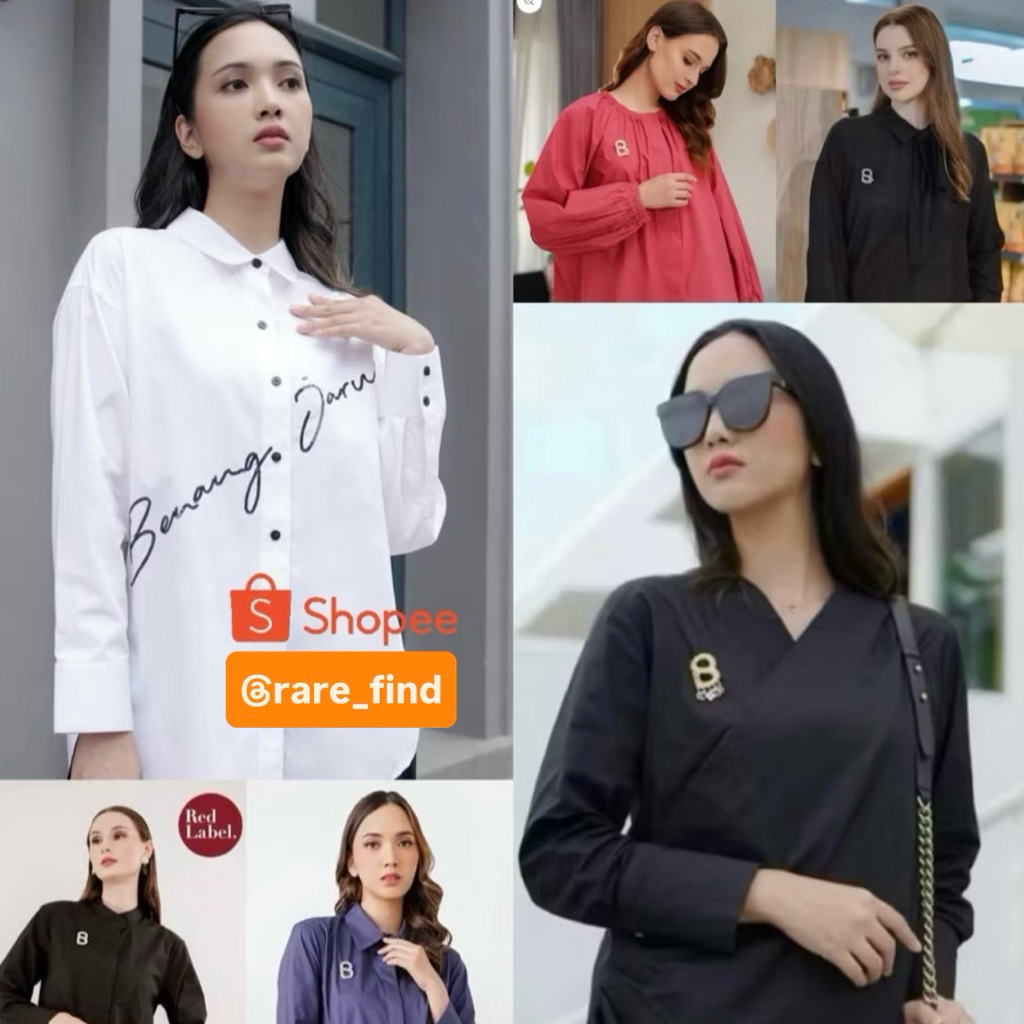 [NEW] Original Benang Jarum Monogram Serena Kana Basic Logo Sequin Long Shirt Nata Buttonscarves Mon